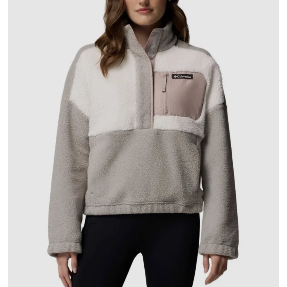 Trending Viral Columbia Women’s Sherpa Fleece Pullover Dove Sea Salt Clay 2XL